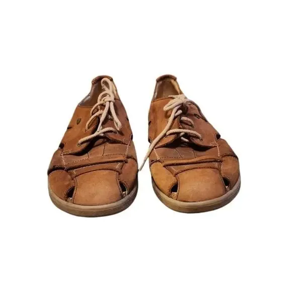 Finn Comfort Women's Sz 42 US 11.5 Tan Leather Fisherman Lace-Up Sandals Shoes - Picture 3 of 8